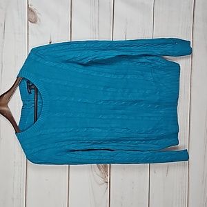 Tommy Hilfigur Bright Blue Cable Knit Sweater - Size Large